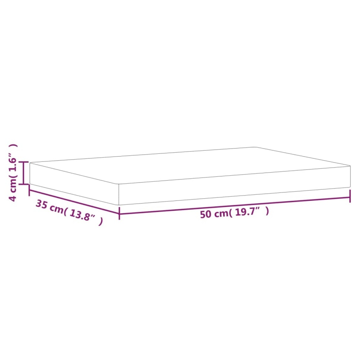 vidaXL Επιφάνεια Κοπής 50x35x4 εκ. από Μασίφ Ξύλο Οξιάς
