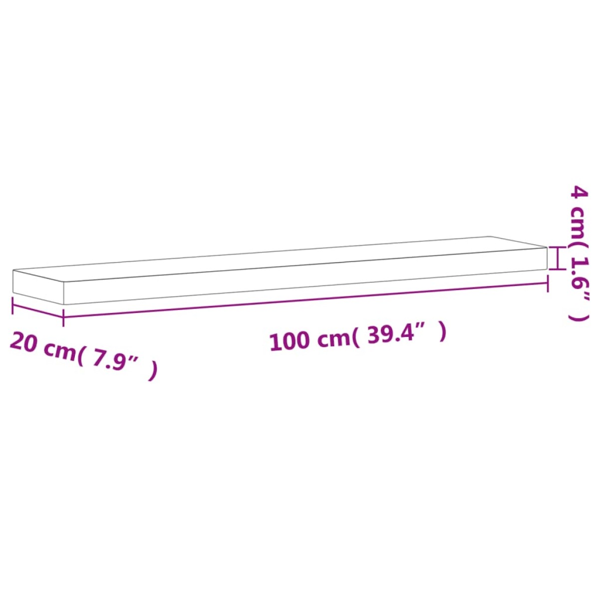 vidaXL Ράφι Τοίχου 100 x 20 x 4 εκ. από Μασίφ Ξύλο Οξιάς
