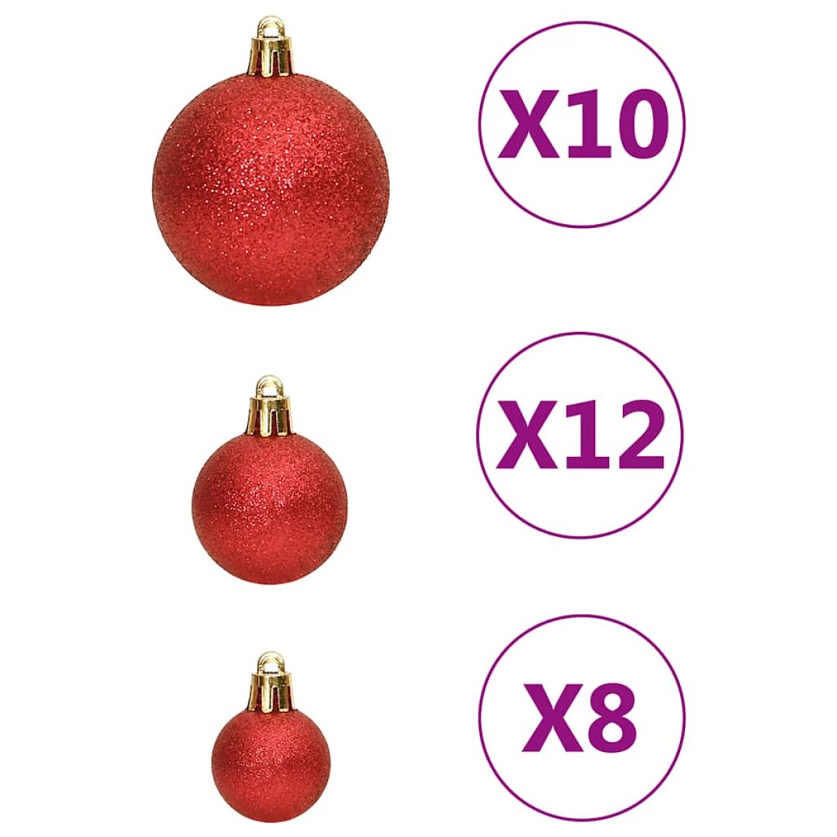 vidaXL Σετ Μπάλες Χριστουγεννιάτικες 111τεμ. Κόκκινες από Πολυστυρένιο