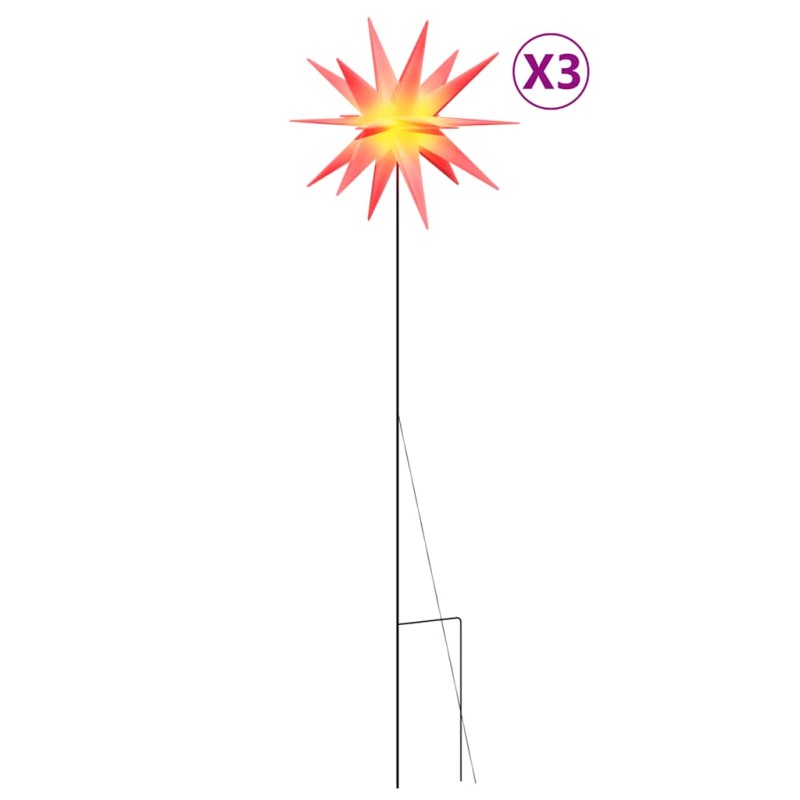 vidaXL Φωτιστικά Χριστ. με Ακίδες 3Τεμ LED Πτυσσόμενα Κόκκινα 35 εκ