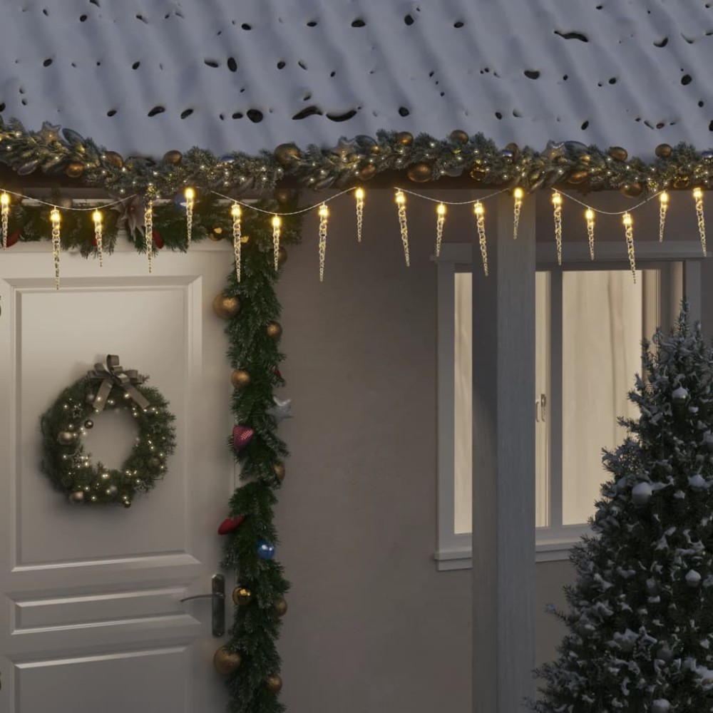 vidaXL Χριστουγεννιάτικο Φωτιστικό με Παγάκι 100 LED Ζεστό Λευκό 10 μ. Ακρυλικό PVC