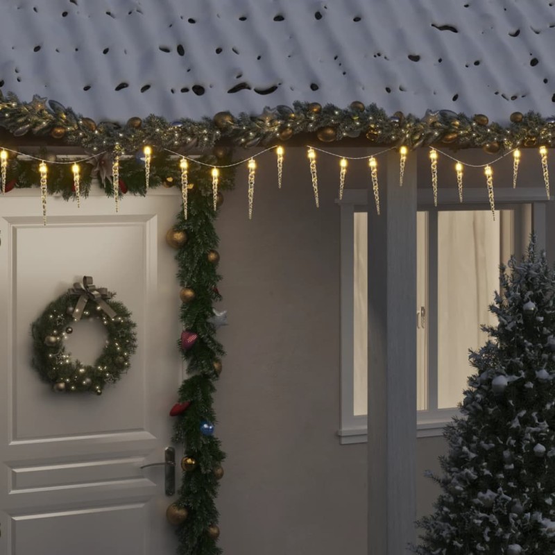 vidaXL Χριστουγεννιάτικο Φωτιστικό με Παγάκι 100 LED Ζεστό Λευκό 10 μ. Ακρυλικό PVC