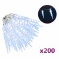 vidaXL Φωτάκια Σταλακτίτες Χριστ. 200LED Ψυχρό Λευκό 20μ. Ακρυλικό PVC