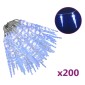 vidaXL Φωτάκια Σταλακτίτες Χριστ. 200 LED Μπλε 20μ. από Ακρυλικό PVC