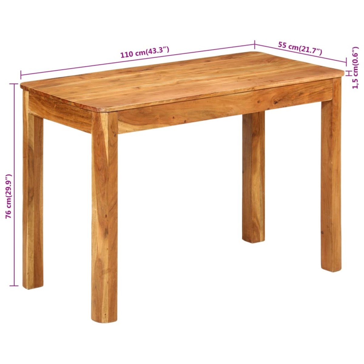 vidaXL Τραπεζαρία 110 x 55 x 76 εκ. από Μασίφ Ξύλο Ακακίας
