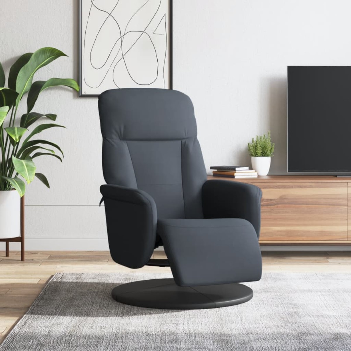 vidaXL Πολυθρόνα Relax Σκούρο Γκρι Βελούδινη με Υποπόδιο