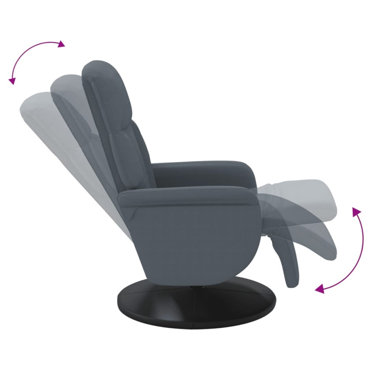 vidaXL Πολυθρόνα Relax Σκούρο Γκρι Βελούδινη με Υποπόδιο