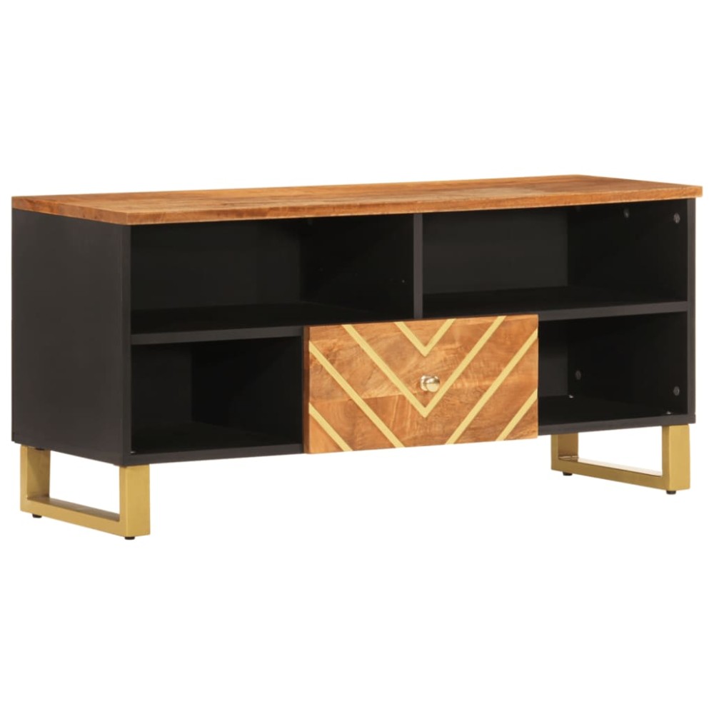 vidaXL Έπιπλο Τηλεόρασης Καφέ/Μαύρο 100x33,5x46 εκ. Μασίφ Ξύλο Μάνγκο