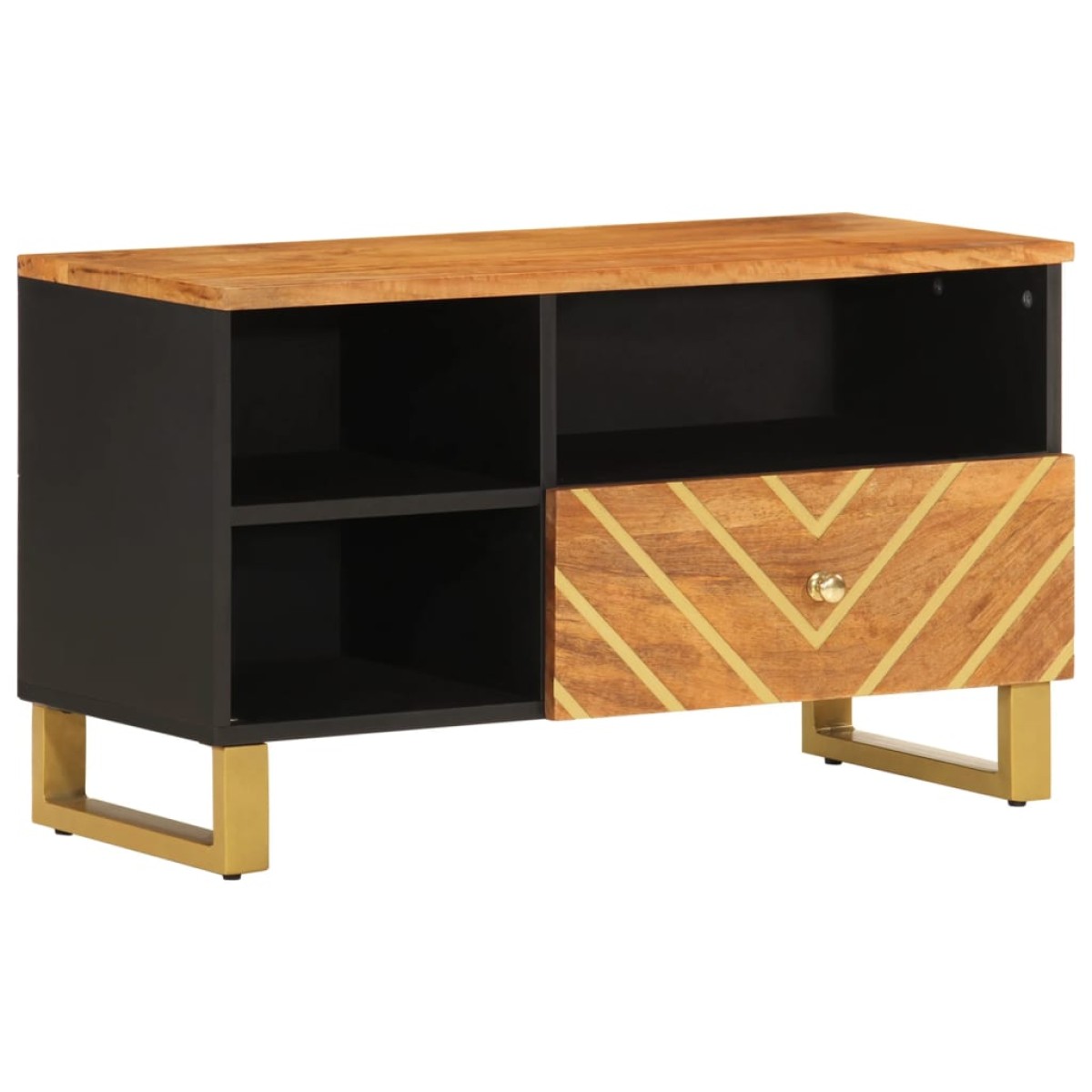 vidaXL Έπιπλο Τηλεόρασης Καφέ/Μαύρο 80x33,5x46 εκ. Μασίφ Ξύλο Μάνγκο