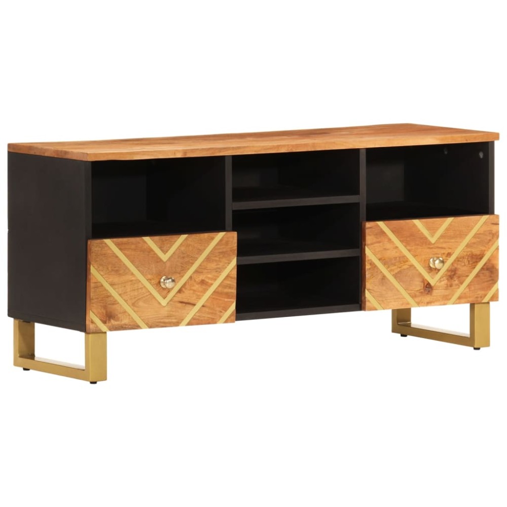 vidaXL Έπιπλο Τηλεόρασης Καφέ/Μαύρο 100x33,5x46 εκ. Μασίφ Ξύλο Μάνγκο