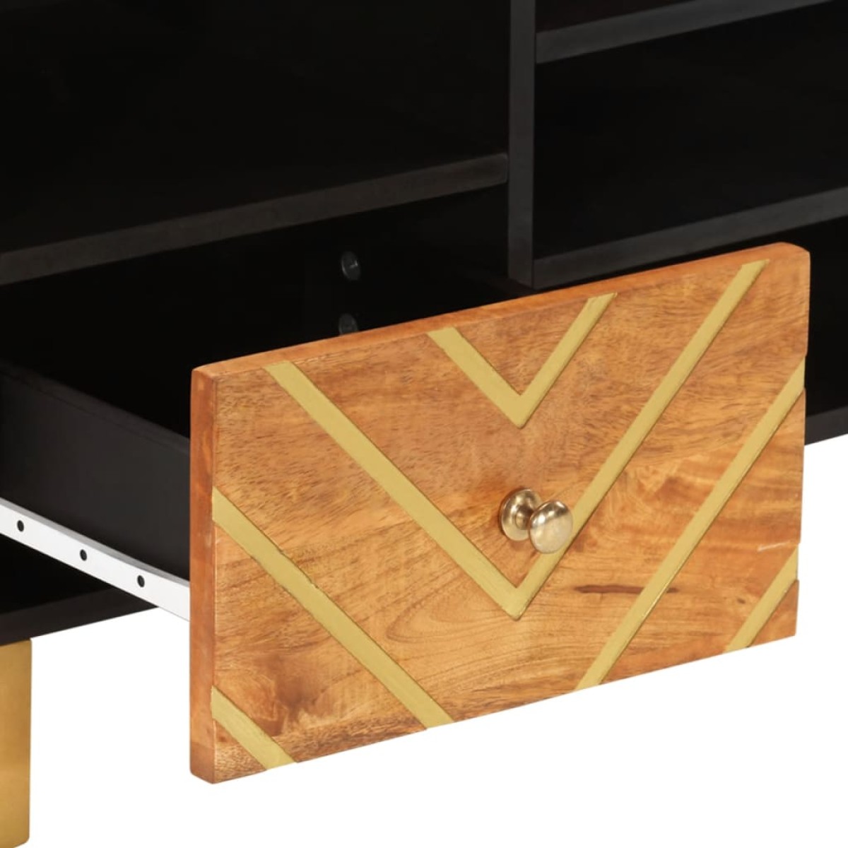 vidaXL Έπιπλο Τηλεόρασης Καφέ/Μαύρο 100x33,5x46 εκ. Μασίφ Ξύλο Μάνγκο