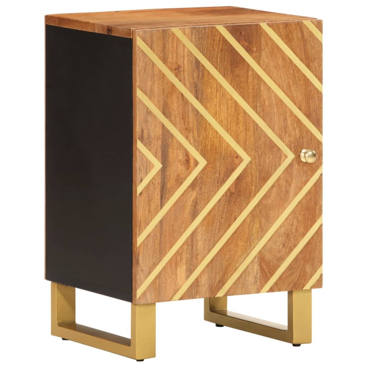 vidaXL Ντουλάπι Μπάνιου Καφέ/Μαύρο 38x33,5x58 εκ. Μασίφ Ξύλο Μάνγκο