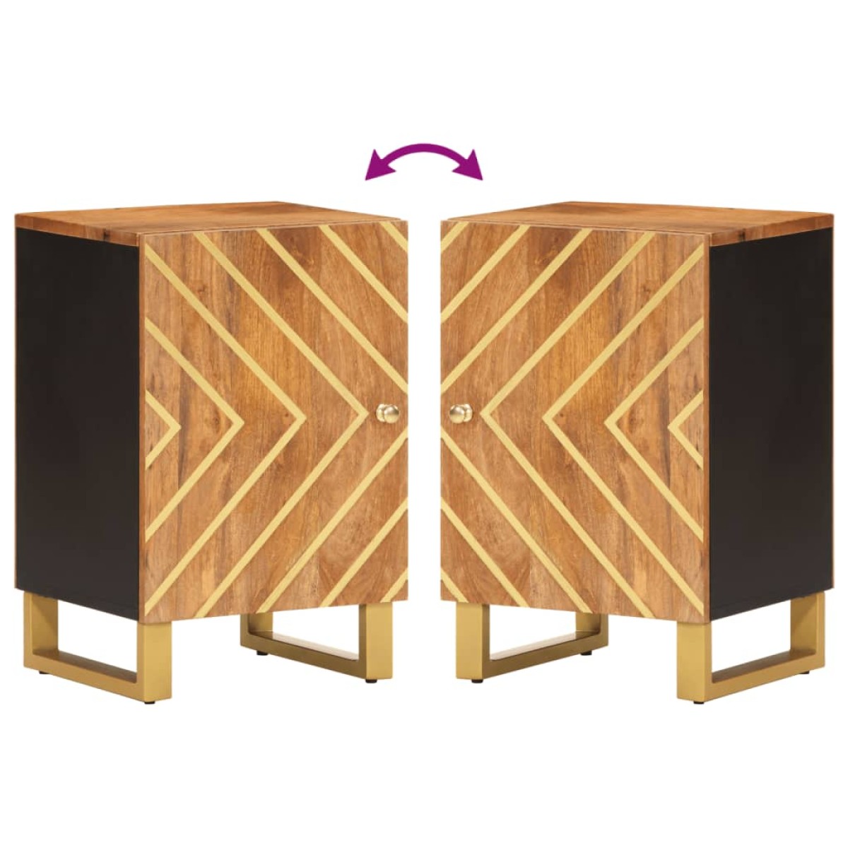 vidaXL Ντουλάπι Μπάνιου Καφέ/Μαύρο 38x33,5x58 εκ. Μασίφ Ξύλο Μάνγκο