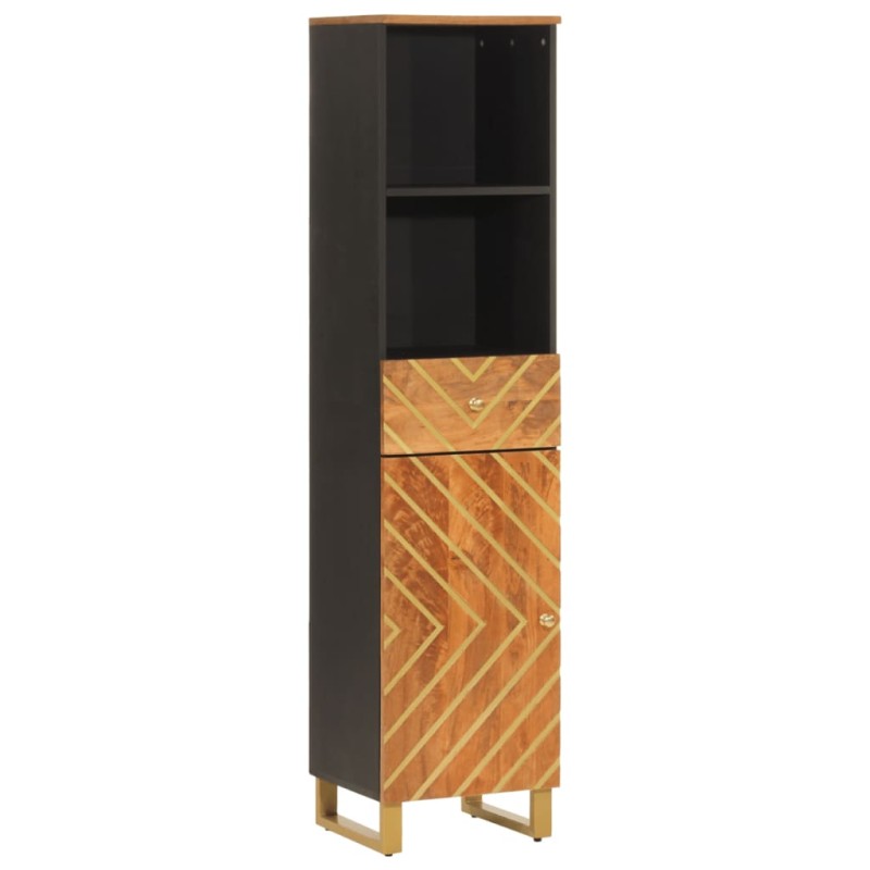 vidaXL Ντουλάπι Μπάνιου Καφέ/Μαύρο 38x33,5x160 εκ. Μασίφ Ξύλο Μάνγκο