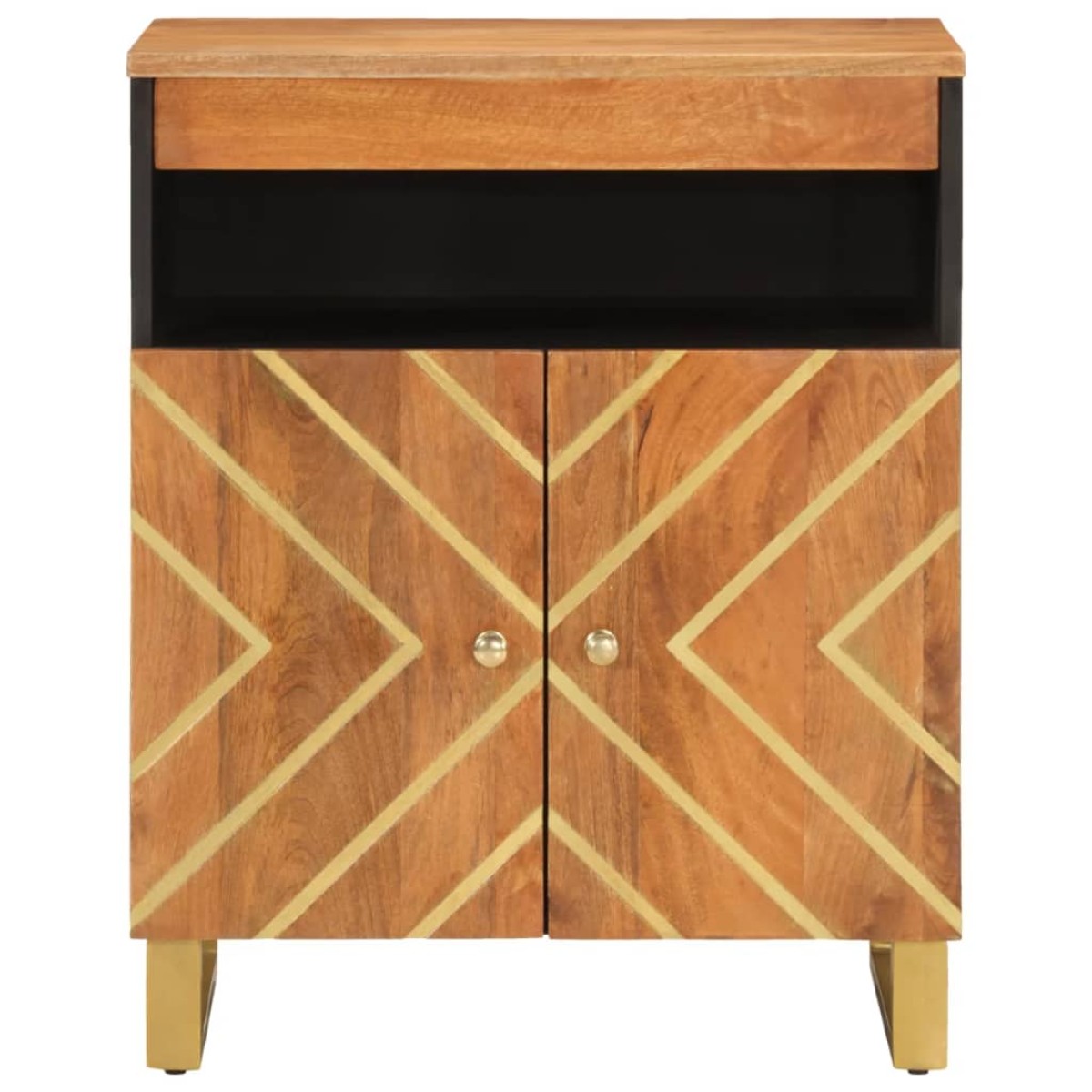 vidaXL Βοηθητικό Έπιπλο Καφέ/Μαύρο 60x33,5x75 εκ. Μασίφ Ξύλο Μάνγκο