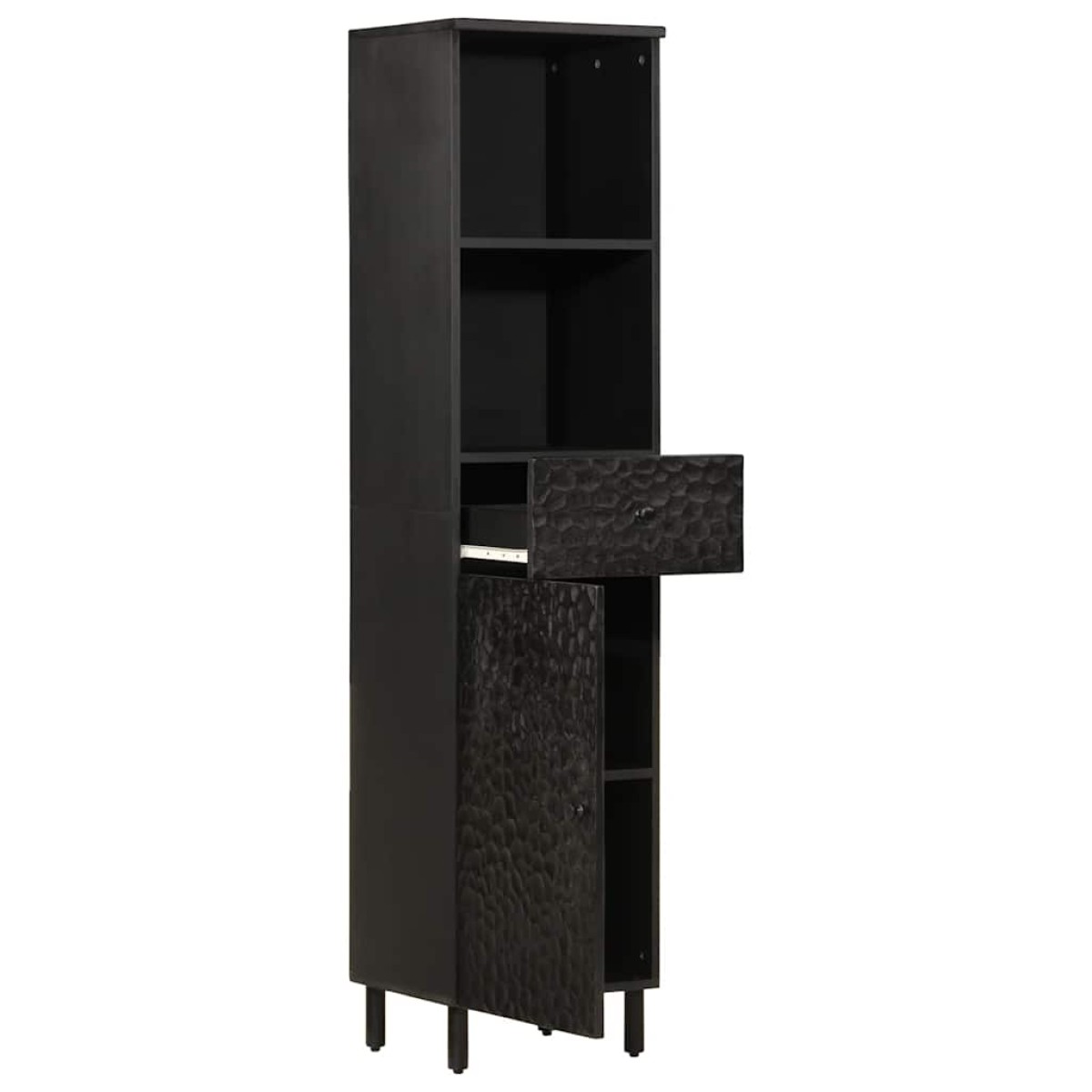 vidaXL Ντουλάπι Μπάνιου Μαύρο 38 x 33 x 160 εκ. από Μασίφ Ξύλο Μάνγκο