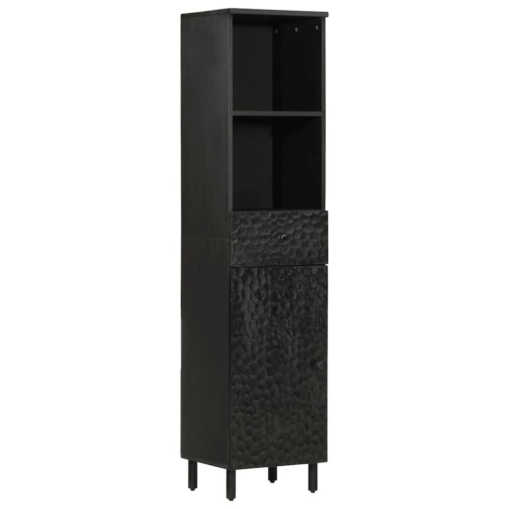 vidaXL Ντουλάπι Μπάνιου Μαύρο 38 x 33 x 160 εκ. από Μασίφ Ξύλο Μάνγκο