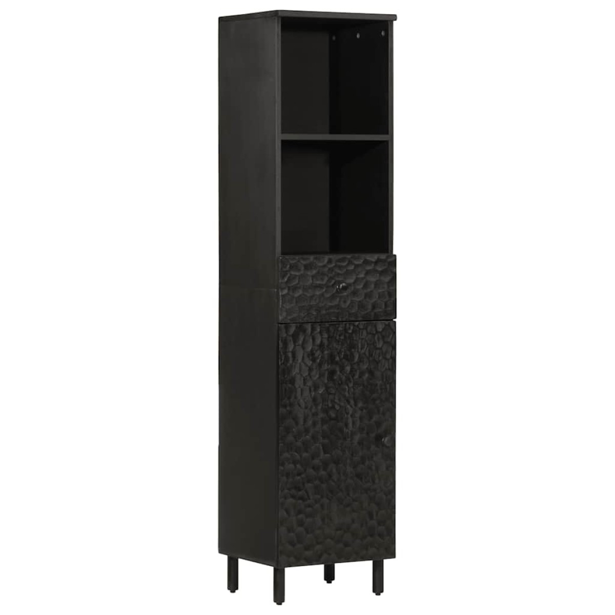 vidaXL Ντουλάπι Μπάνιου Μαύρο 38 x 33 x 160 εκ. από Μασίφ Ξύλο Μάνγκο