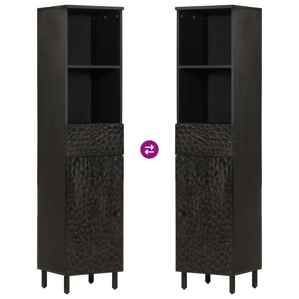 vidaXL Ντουλάπι Μπάνιου Μαύρο 38 x 33 x 160 εκ. από Μασίφ Ξύλο Μάνγκο