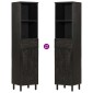 vidaXL Ντουλάπι Μπάνιου Μαύρο 38 x 33 x 160 εκ. από Μασίφ Ξύλο Μάνγκο