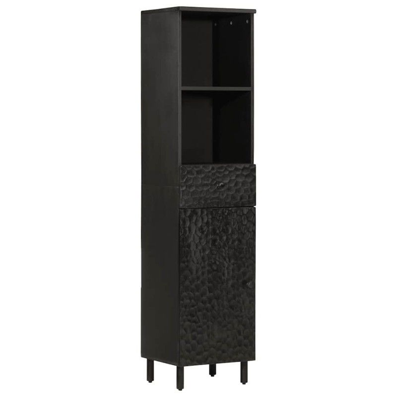 vidaXL Ντουλάπι Μπάνιου Μαύρο 38 x 33 x 160 εκ. από Μασίφ Ξύλο Μάνγκο