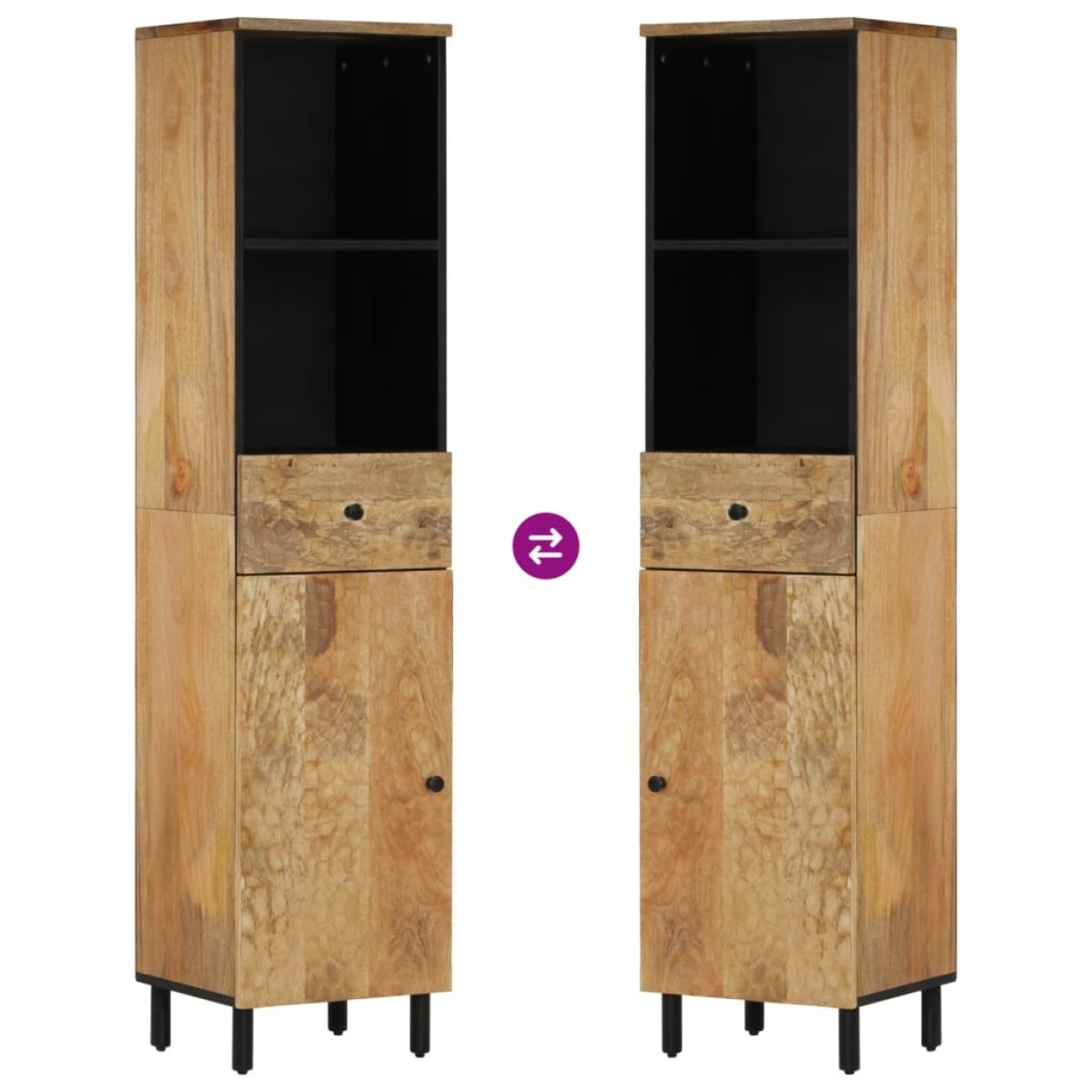 vidaXL Ντουλάπι Μπάνιου 38 x 33 x 160 εκ. από Μασίφ Ξύλο Μάνγκο