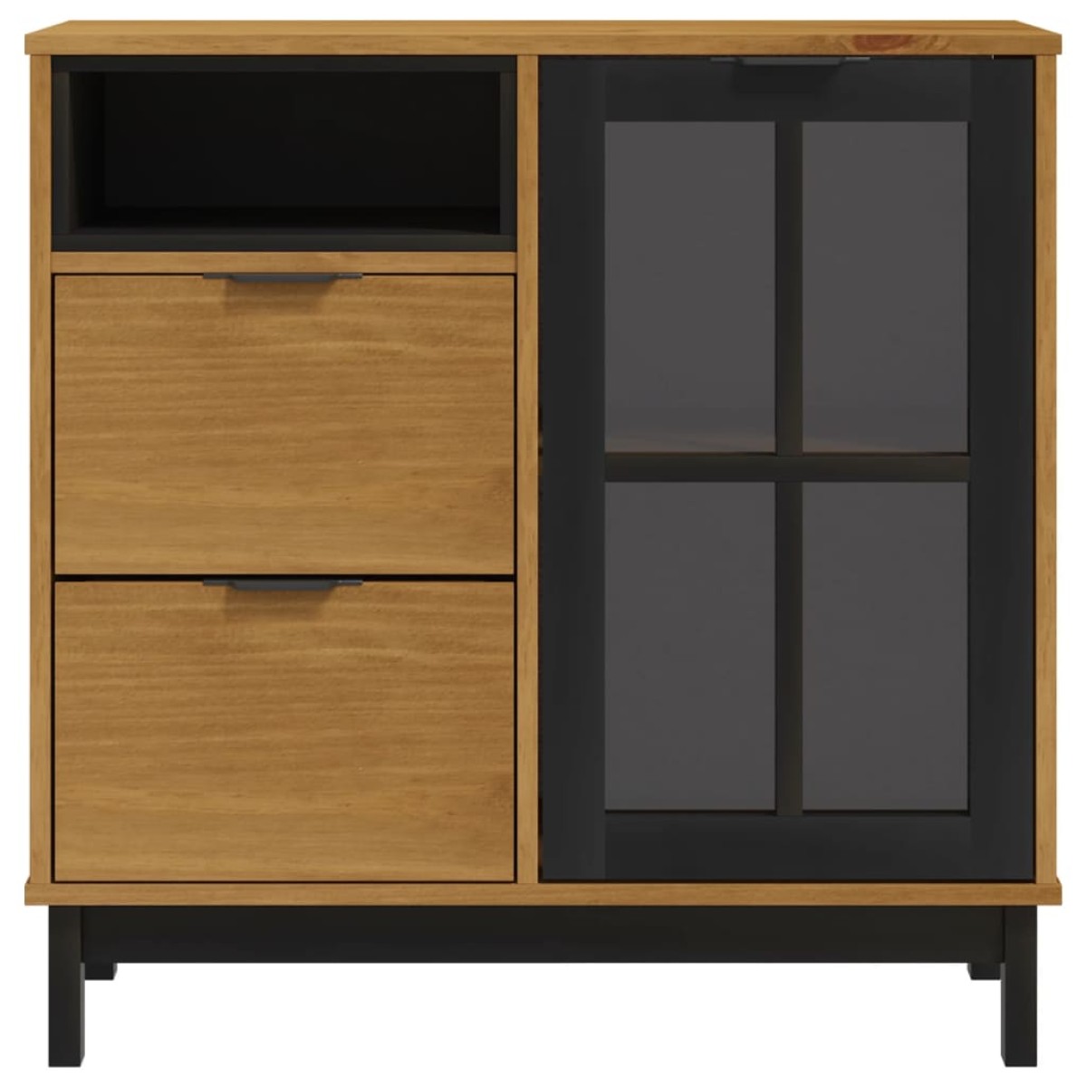 vidaXL Μπουφές με Γυάλινη Πόρτα FLAM 80x40x80 εκ. από Μασίφ Ξύλο Πεύκο