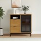 vidaXL Μπουφές με Γυάλινη Πόρτα FLAM 80x40x80 εκ. από Μασίφ Ξύλο Πεύκο