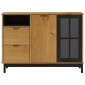 vidaXL Μπουφές με Γυάλινη Πόρτα FLAM 110x40x80εκ. από Μασίφ Ξύλο Πεύκο