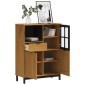 vidaXL Συρταριέρα με Γυάλινη Πόρτα FLAM 92x40x122,5εκ Μασίφ Ξύλο Πεύκο