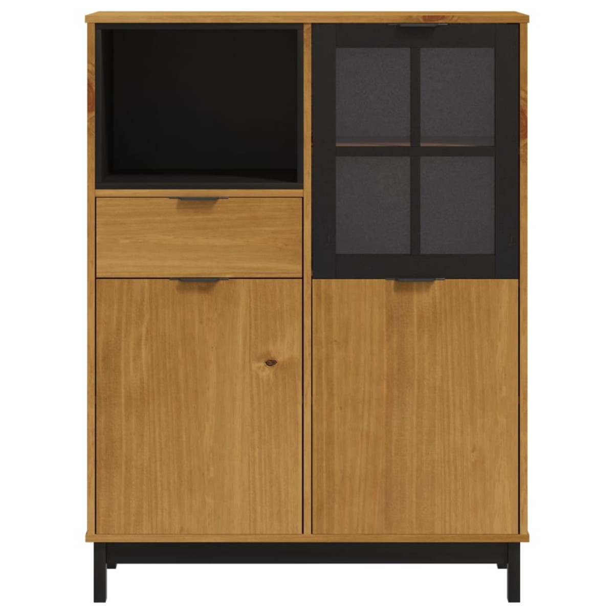 vidaXL Συρταριέρα με Γυάλινη Πόρτα FLAM 92x40x122,5εκ Μασίφ Ξύλο Πεύκο