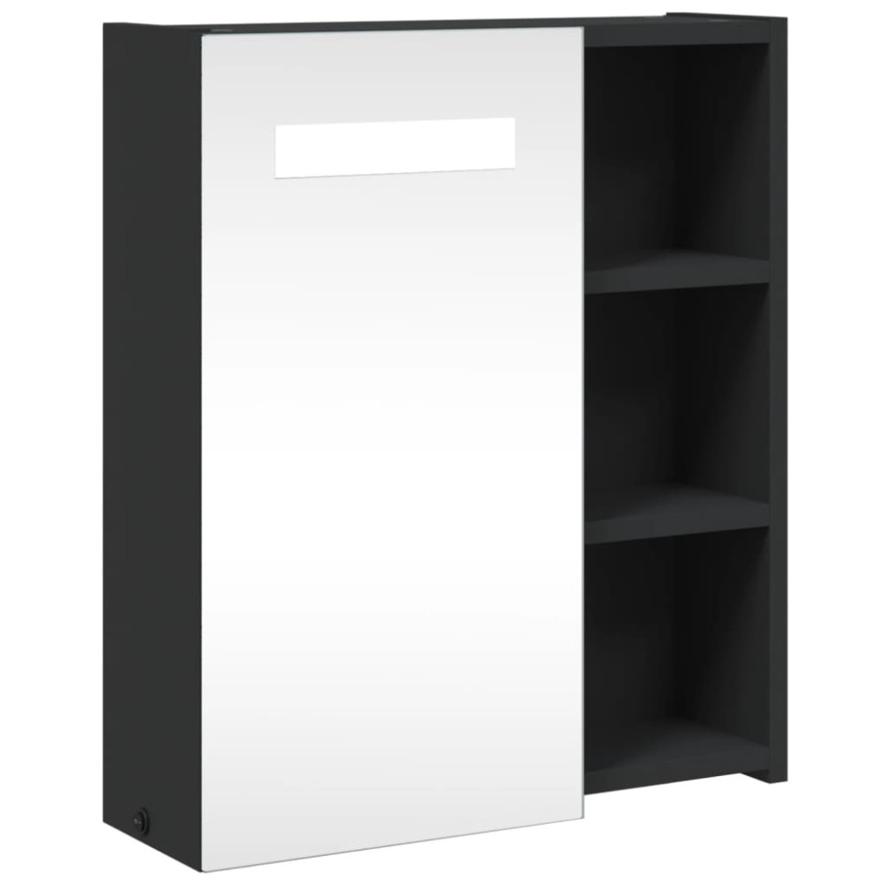 vidaXL Καθρέφτης Μπάνιου με Ντουλάπι & LED Μαύρο 45 x 13 x 52 εκ.