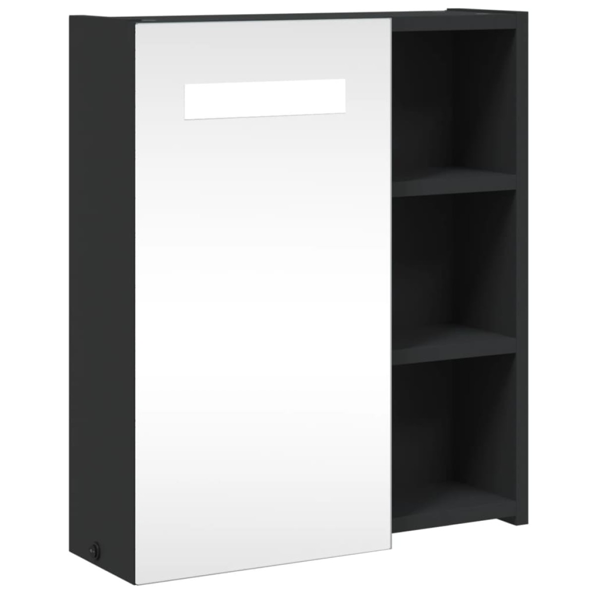 vidaXL Καθρέφτης Μπάνιου με Ντουλάπι & LED Μαύρο 45 x 13 x 52 εκ.