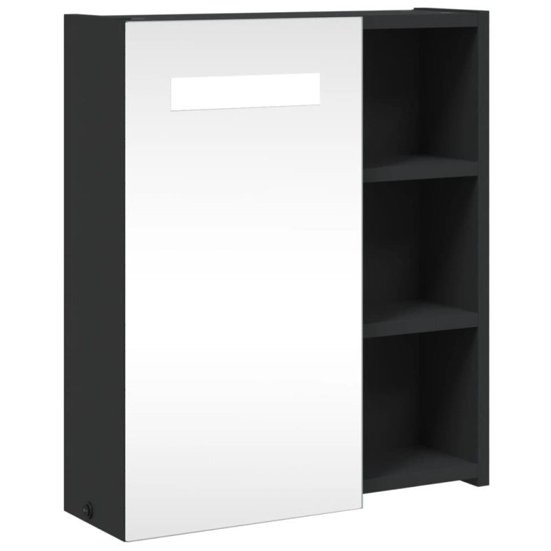 vidaXL Καθρέφτης Μπάνιου με Ντουλάπι & LED Μαύρο 45 x 13 x 52 εκ.