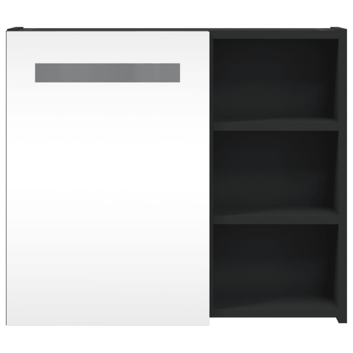 vidaXL Καθρέφτης Μπάνιου με Ντουλάπι & LED Μαύρο 60 x 13 x 52 εκ.