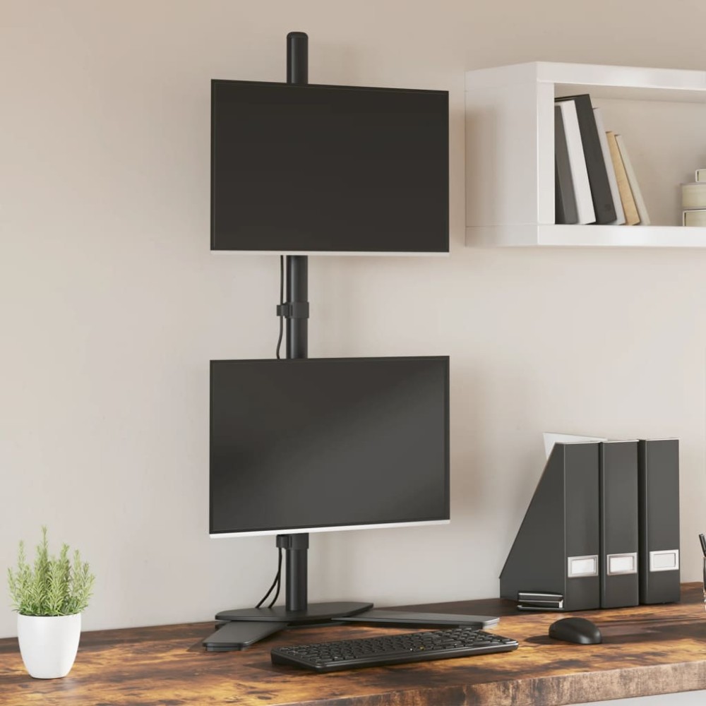 vidaXL Βάση Οθόνης Διπλή VESA Μαύρη 75/100 χιλ. από Ατσάλι