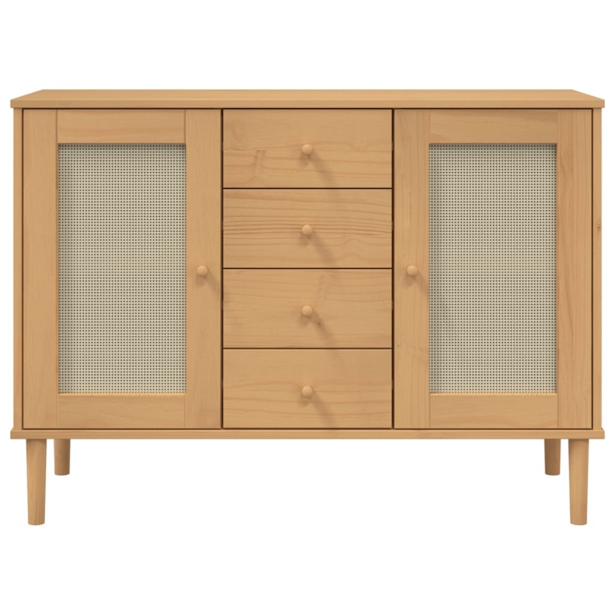 vidaXL Μπουφές SENJA Καφέ / Ρατάν 112 x 40 x 80 εκ. Μασίφ Ξύλο Πεύκου