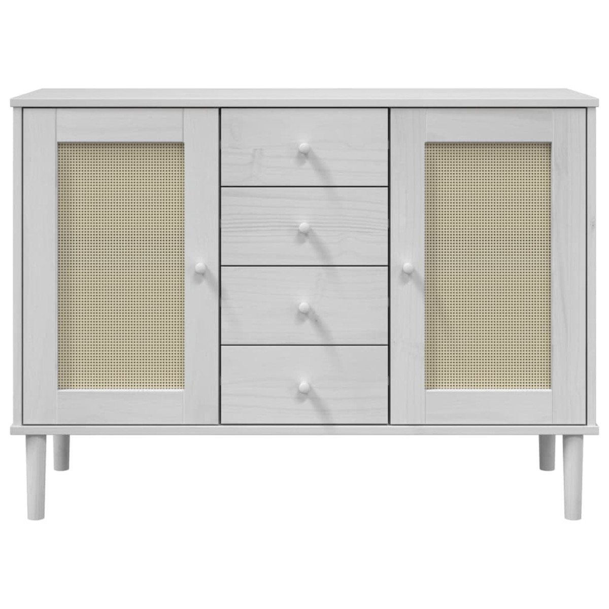 vidaXL Μπουφές SENJA Λευκό / Ρατάν 112 x 40 x 80 εκ. Μασίφ Ξύλο Πεύκου