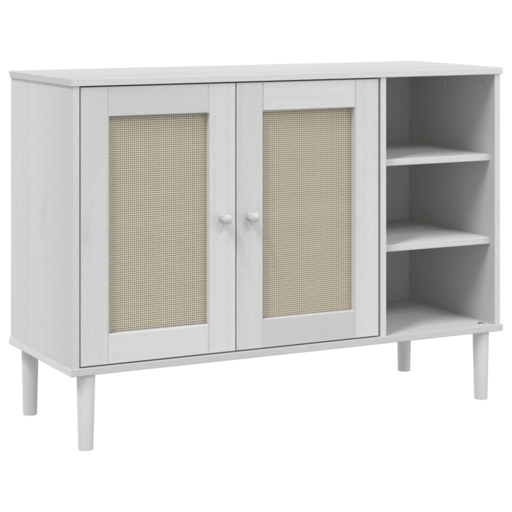 vidaXL Μπουφές SENJA Λευκό / Ρατάν 112 x 40 x 80 εκ. Μασίφ Ξύλο Πεύκου