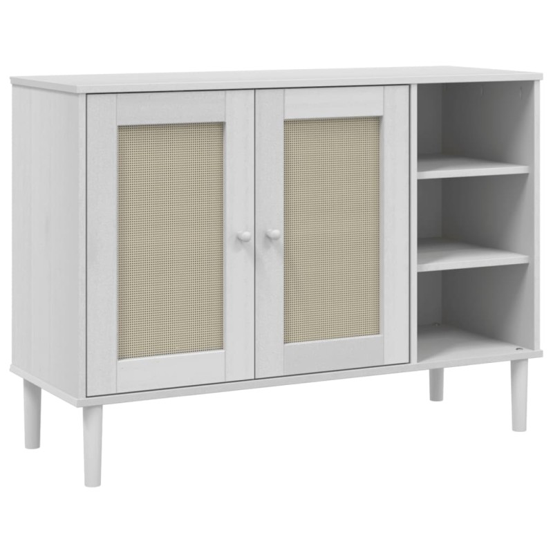 vidaXL Μπουφές SENJA Λευκό / Ρατάν 112 x 40 x 80 εκ. Μασίφ Ξύλο Πεύκου