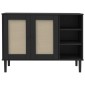 vidaXL Μπουφές SENJA Μαύρο / Ρατάν 112 x 40 x 80 εκ. Μασίφ Ξύλο Πεύκου