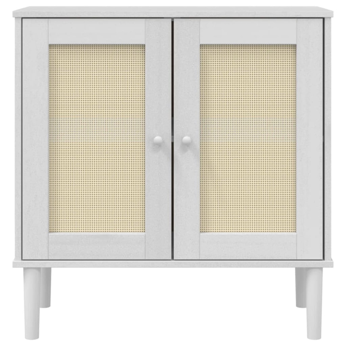 vidaXL Ντουλάπι SENJA Λευκό / Όψη Ρατάν 80x35x80 εκ. Μασίφ Ξύλο Πεύκου