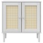 vidaXL Ντουλάπι SENJA Λευκό / Όψη Ρατάν 80x35x80 εκ. Μασίφ Ξύλο Πεύκου