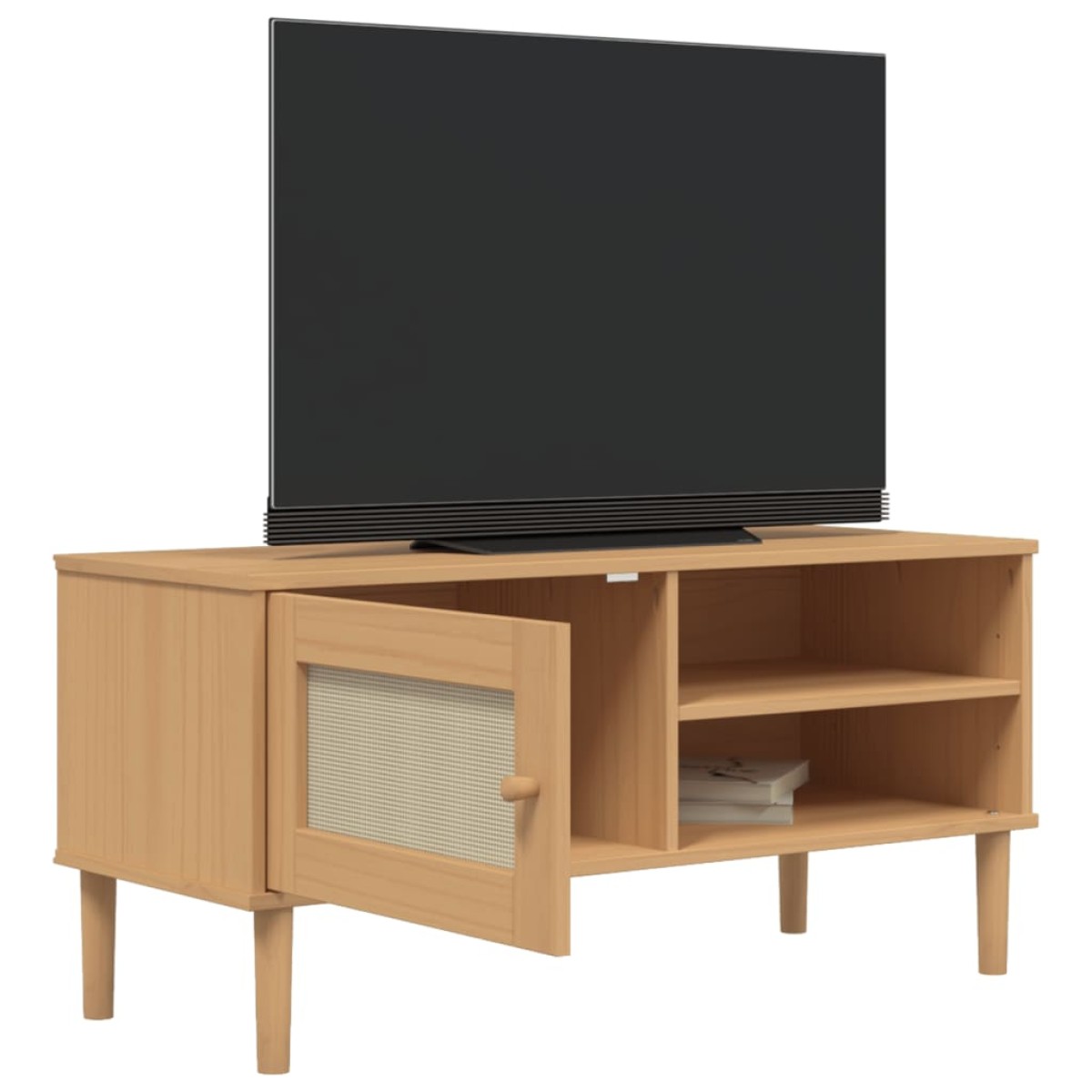 vidaXL Έπιπλο Τηλεόρασης SENJA Καφέ / Ρατάν 106x40x49 εκ. Μασίφ Πεύκο