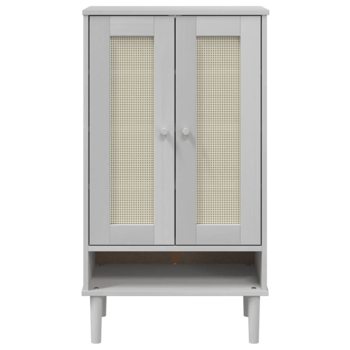 vidaXL Παπουτσοθήκη SENJA Λευκή / Ρατάν 59,5 x 35 x 107 εκ. Μασίφ Ξύλο