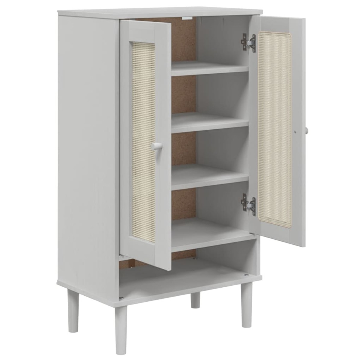 vidaXL Παπουτσοθήκη SENJA Λευκή / Ρατάν 59,5 x 35 x 107 εκ. Μασίφ Ξύλο