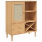 vidaXL Ντουλάπι Ψηλό SENJA Καφέ/Ρατάν 90x40x112 εκ. Μασίφ Ξύλο Πεύκου