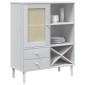 vidaXL Ντουλάπι Ψηλό SENJA Λευκό/Ρατάν 90x40x112 εκ. Μασίφ Ξύλο Πεύκου