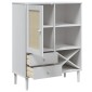 vidaXL Ντουλάπι Ψηλό SENJA Λευκό/Ρατάν 90x40x112 εκ. Μασίφ Ξύλο Πεύκου
