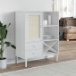 vidaXL Ντουλάπι Ψηλό SENJA Λευκό/Ρατάν 90x40x112 εκ. Μασίφ Ξύλο Πεύκου